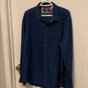 Robert Graham Blue Button Down Shirt Size XL